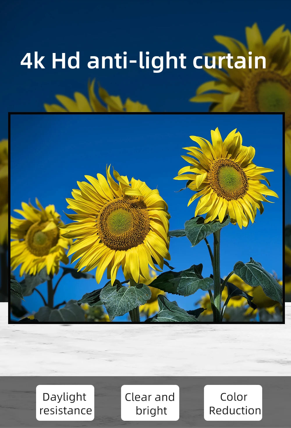 MIXITO Projector Screen Simple 16:9 Anti-Light Curtain 30 72 84 92 100 106 120 130 133 Inches Home Outdoor Office Portable 3d HD