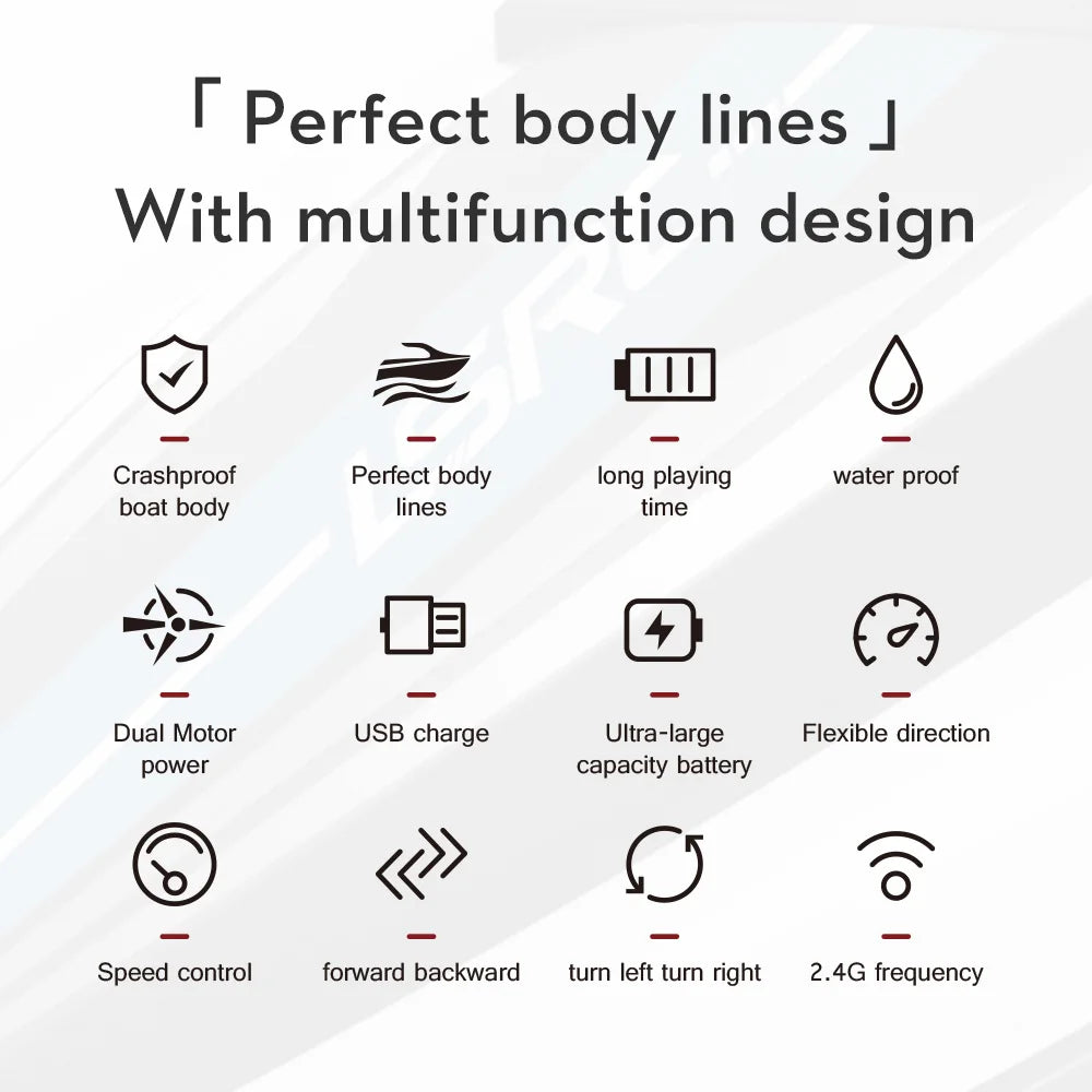 2.4G LSRC-B8 RC High Speed Racing Boat Waterproof Rechargeable Model Electric Radio Remote Control Speedboat Toys for boys 14Y+