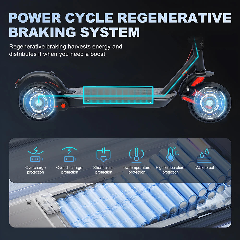 HX Adult Electric Scooter 350W 15AH 36V Electric Kick E Scooters Foldable 8.5 inch Smart APP Escooter Dual shock absorbers