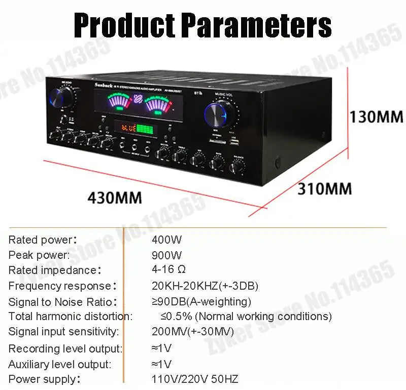 HiFi Digital Bluetooth Amplifiers Dynamic Screen Stereo Sound AMP For Home Car Meeting Karaoke Cinema 608 628 999 BT Max 4000W