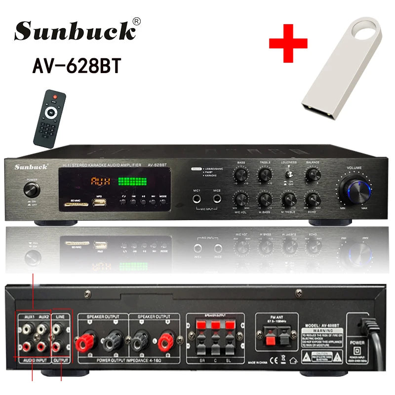 HiFi Digital Bluetooth Amplifiers Dynamic Screen Stereo Sound AMP For Home Car Meeting Karaoke Cinema 608 628 999 BT Max 4000W