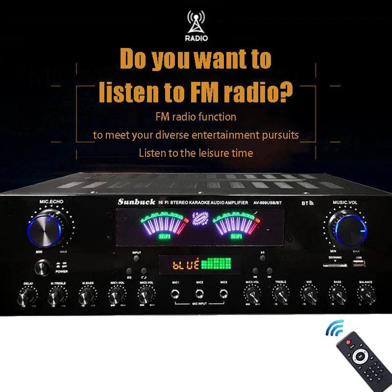 HiFi Digital Bluetooth Amplifiers Dynamic Screen Stereo Sound AMP For Home Car Meeting Karaoke Cinema 608 628 999 BT Max 4000W