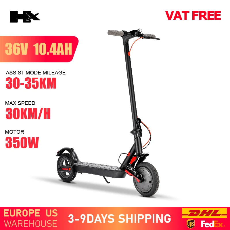 HX Adult Electric Scooter 350W 15AH 36V Electric Kick E Scooters Foldable 8.5 inch Smart APP Escooter Dual shock absorbers