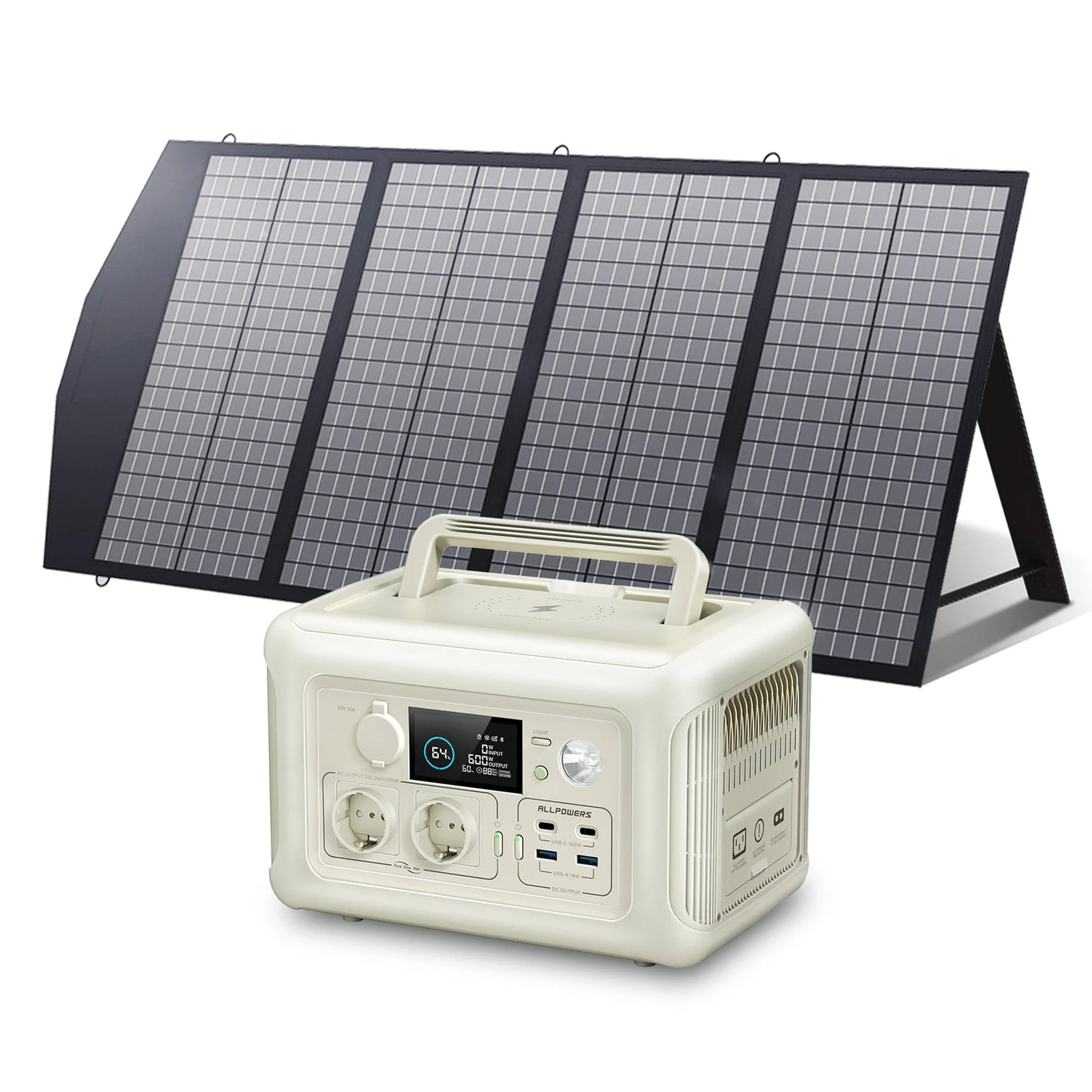 ALLPOWERS Portable Power Station with Portable Solar Panel(Included),Pure Sine Wave 299Wh Outdoor Solar Generator Camping UPS
