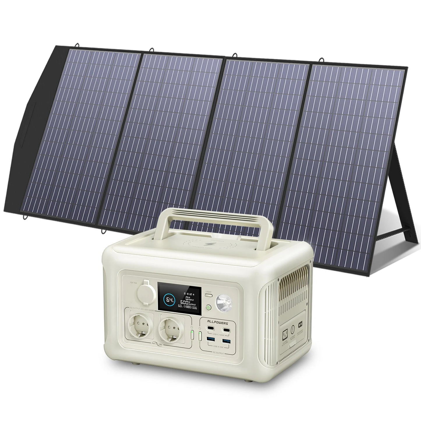 ALLPOWERS Portable Power Station with Portable Solar Panel(Included),Pure Sine Wave 299Wh Outdoor Solar Generator Camping UPS