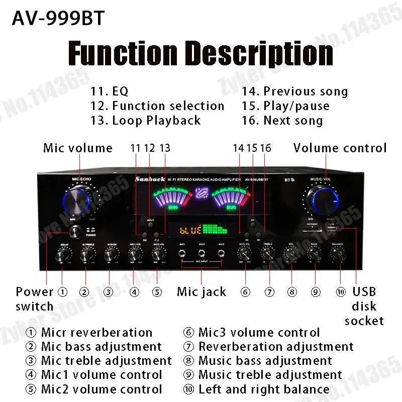 HiFi Digital Bluetooth Amplifiers Dynamic Screen Stereo Sound AMP For Home Car Meeting Karaoke Cinema 608 628 999 BT Max 4000W