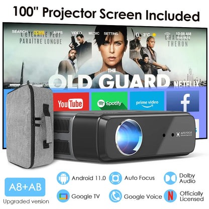 [Netflix Officially-Licensed] Smart Home Theater Projectors 4k Ultra HD for Movies Auto Focus and Keystone 1280 ANSI Projector