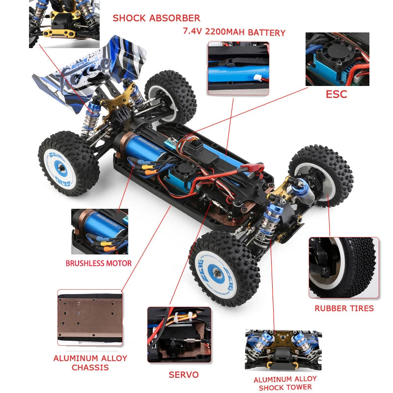 Wltoys New 124017-V8 1/12 2.4G Racing RC Cars 4WD Brushless Motor 75Km/H High Speed Remote Control Off-road Drift Toys For Aduit