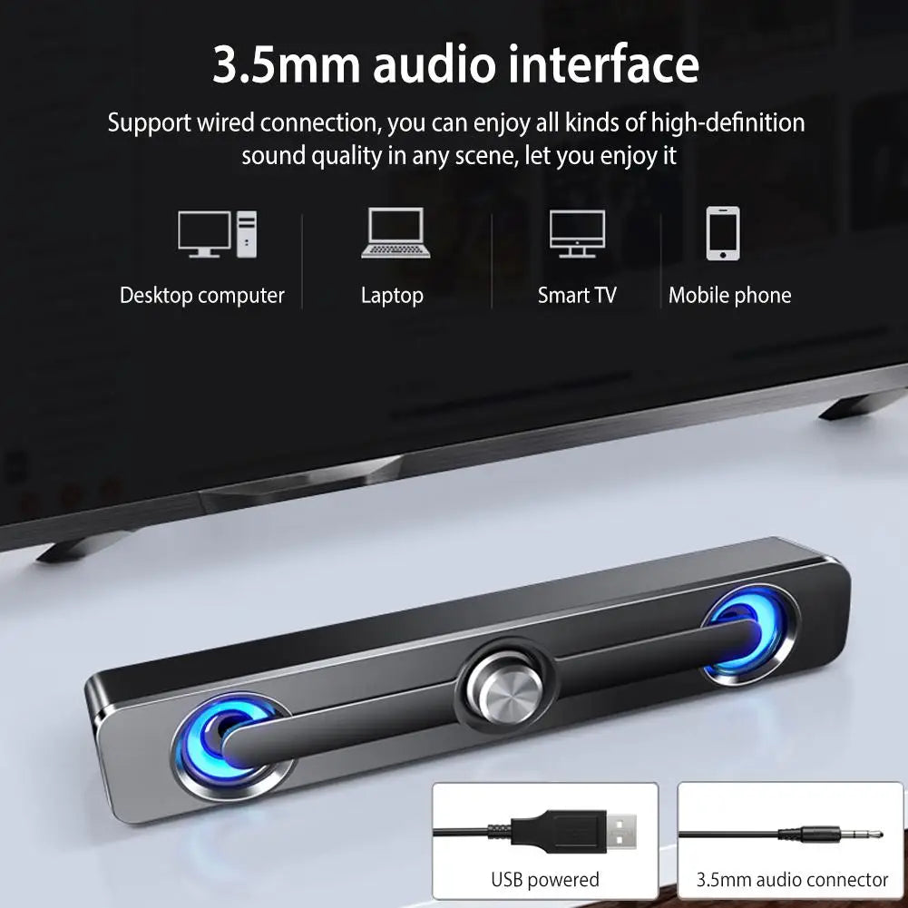 Salange Sound Bar Bluetooth USB Wired Speakers Bar Stereo Speaker For Projector PC Laptop Phone Computer 3.5mm Aux Speaker