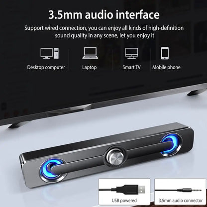 Salange Sound Bar Bluetooth USB Wired Speakers Bar Stereo Speaker For Projector PC Laptop Phone Computer 3.5mm Aux Speaker