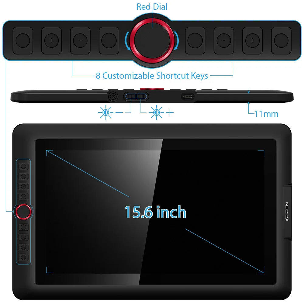 XPPen Artist 15.6 Pro Graphic Tablet Digital Drawing Monitor 8192 Levels Wheel 60 Tilt 120%sRGB Pen Display Support Windows Mac