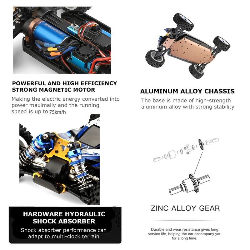 Wltoys New 124017-V8 1/12 2.4G Racing RC Cars 4WD Brushless Motor 75Km/H High Speed Remote Control Off-road Drift Toys For Aduit