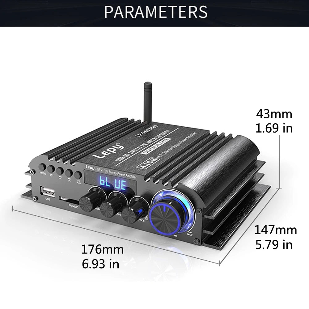 LEPY LP-269PRO 4.1 Channel Amplifier Bluetooth 5.0 Coaxial In USB SD FM Function Subwoofer Output Home Theater Sound System