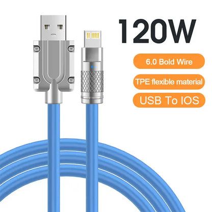 120W 6A Super Fast Charge USB C Liquid Silicone Cable For iPhone 14 15 Huawei Samsung Xiaomi Quick Charger Type-C Data Wire