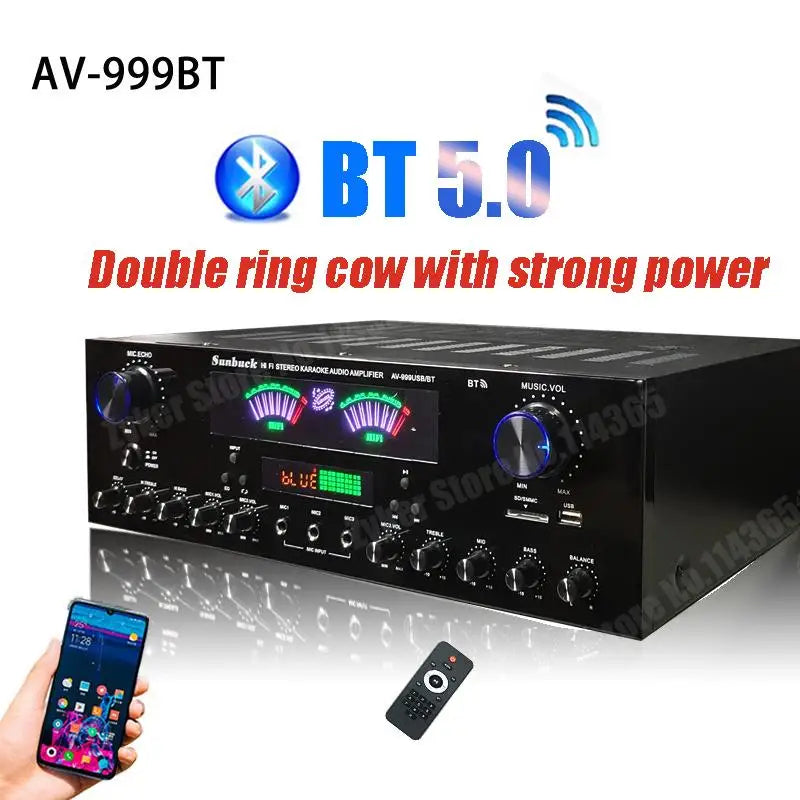 HiFi Digital Bluetooth Amplifiers Dynamic Screen Stereo Sound AMP For Home Car Meeting Karaoke Cinema 608 628 999 BT Max 4000W