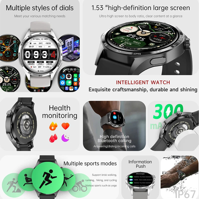 GT5 PRO Smart Watch Men Watch 5 Pro AMOLED HD Screen Bluetooth Call GPS Trajectory NFC Heart Rate Compass SmartWatches 2024 New