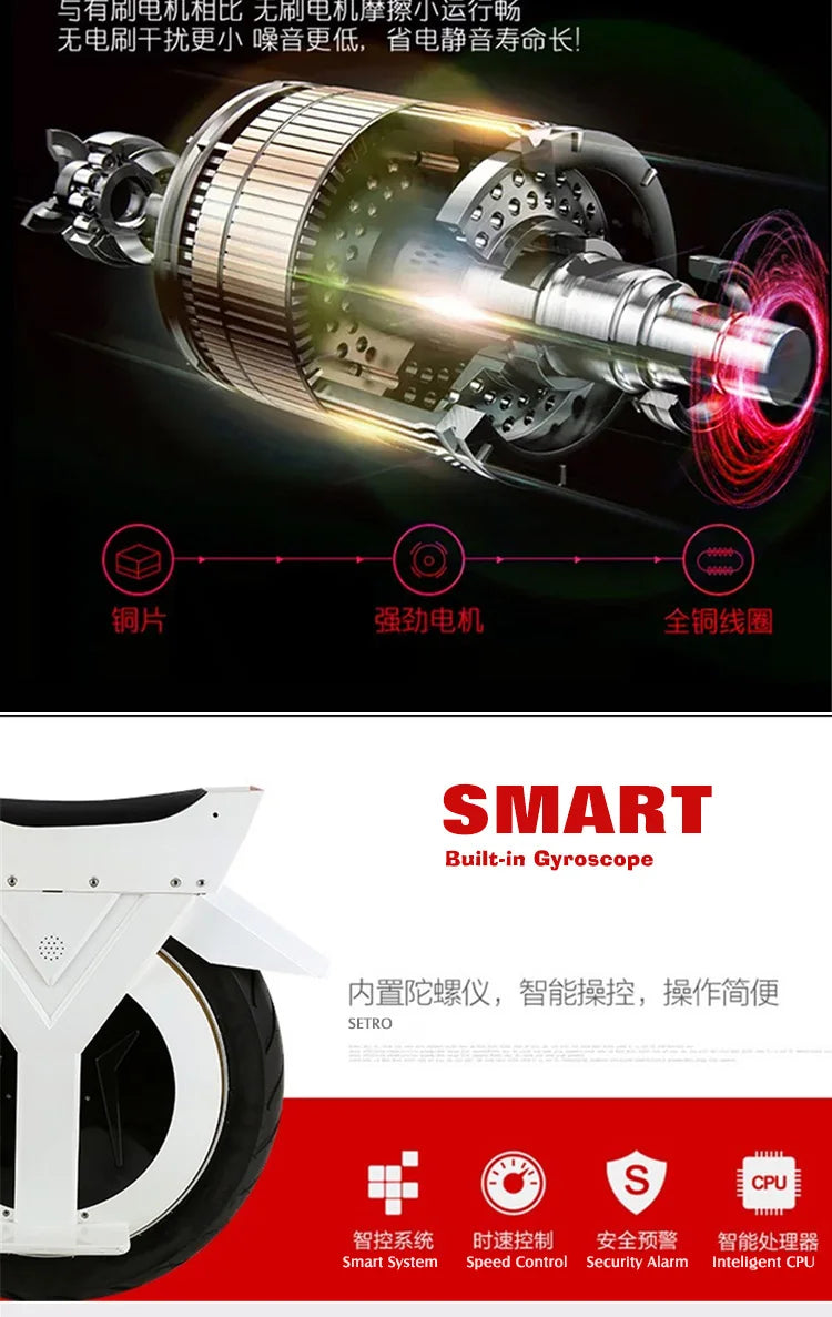 Electric Unicycle 60V 500W 17-Inch Tire, 4-12Ah Battery, 25KMH Speed, 28-96KM Range E Single-Wheel Scooter Electric Monowheel