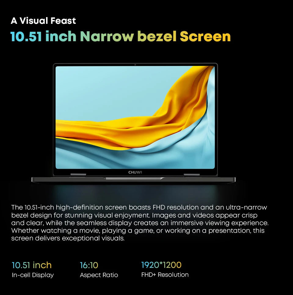 CHUWI MiniBook X Laptop Tablet 2 In 1 Intel N100 10.51" FHD IPS Screen 12GB LPDDR5 512G SSD Windows 11 Notebook 1200*1920
