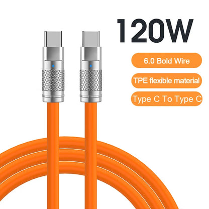 120W 6A Super Fast Charge USB C Liquid Silicone Cable For iPhone 14 15 Huawei Samsung Xiaomi Quick Charger Type-C Data Wire