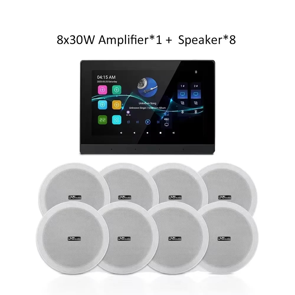 Smart Audio System Home Theater Sound Amplifier Wall Android WiFi Bluetooth Amp with 6 inch Stereo Ceiling Speaker Diy Kit Hotel