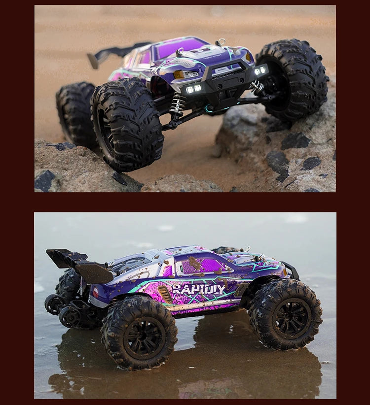 Rc Car Off Road 4x4 High Speed 70KM/H Remote Control Car with LED Headlight Brushless 4WD 1/16 Monster Truck Toys for Boys Gift