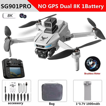 Professional SG901 MAX GPS Drone 8K HD Dual Camera With Screen 5G WIFI 360°Obstacle Avoidance Brushless Foldable Quadcopter Dron