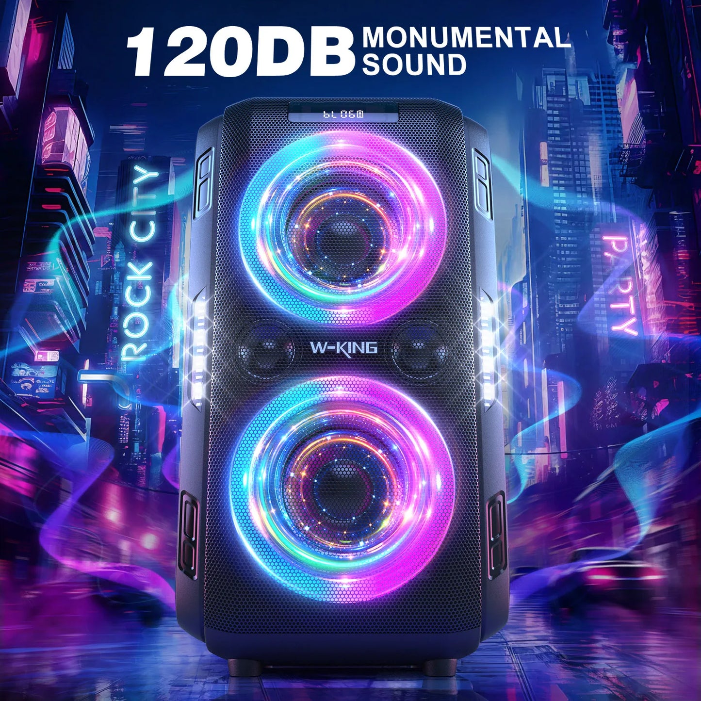 W-KING 250W PEAK Large Bluetooth Speaker Loudest/Massive 120dB/12 Custom Bass, V5.3 Big Party Boombox Portable Speaker Wireless