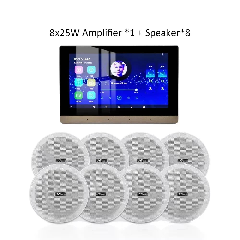 Smart Audio System Home Theater Sound Amplifier Wall Android WiFi Bluetooth Amp with 6 inch Stereo Ceiling Speaker Diy Kit Hotel