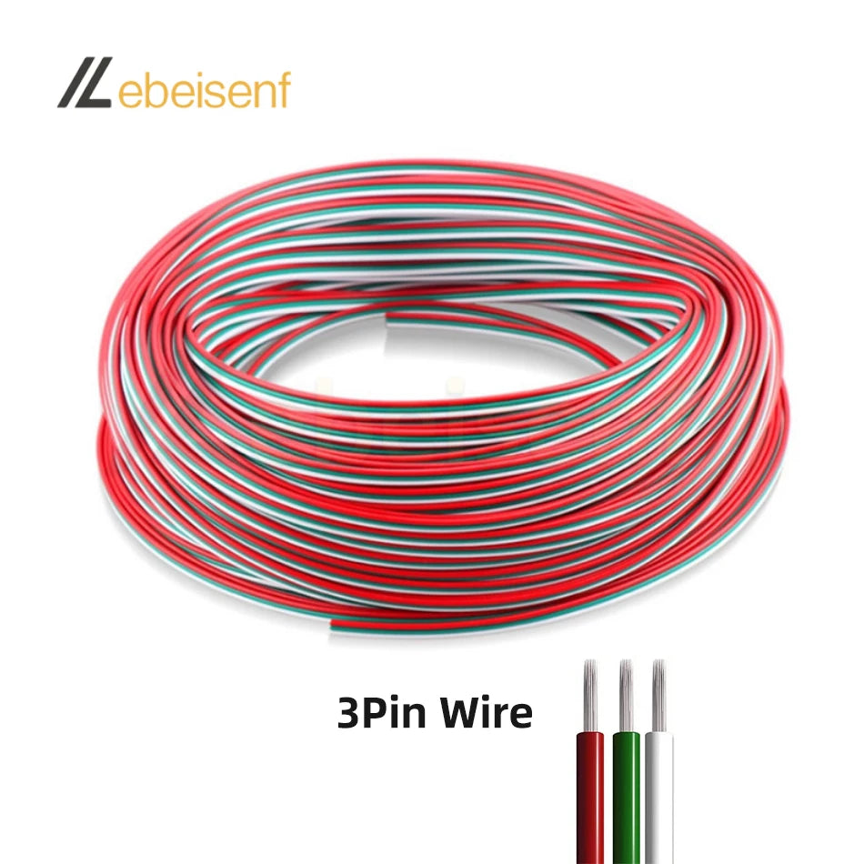 5/10Meter 22 AWG 2Pin 3Pin 4Pin 5Pin 6Pin Electronic Cable Extension Wire Color Line for 5050 3528 RGBW RGB CCT LED Strip Lights