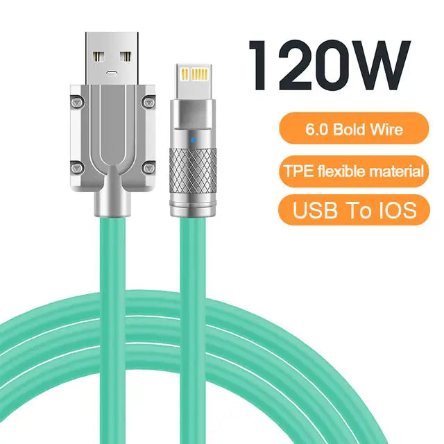 120W 6A Super Fast Charge USB C Liquid Silicone Cable For iPhone 14 15 Huawei Samsung Xiaomi Quick Charger Type-C Data Wire