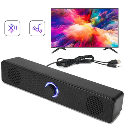 PC Soundbar Wired and Wireless Bluetooth Speaker USB Powered Soundbar for TV Pc Laptop Gaming Home Theater Surround Audio System