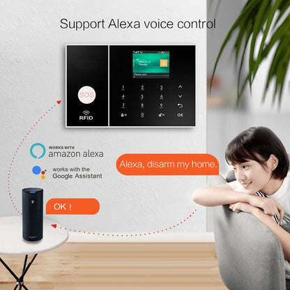 PGST Smart Life Alarm System for Home WIFI GSM Security Alarm Host with Door and Motion Sensor Tuya Smart App control work Alexa