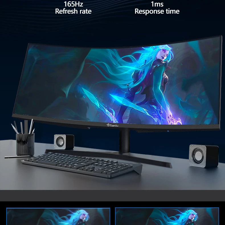 Tiansu Monitor Gaming 144Hz 4k 32 inch Monitores para PC Gamer 144 Hz 4 k 28 34 inches Curved Wide UHD 165Hz Display Screen for PC HDMI2.1 Compatible PS5/Xbox Series S 1ms