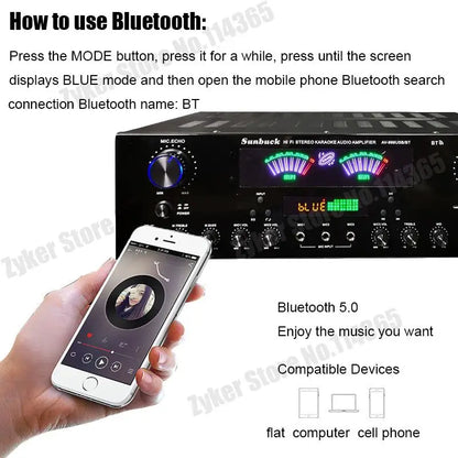 HiFi Digital Bluetooth Amplifiers Dynamic Screen Stereo Sound AMP For Home Car Meeting Karaoke Cinema 608 628 999 BT Max 4000W