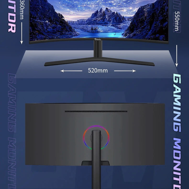 Tiansu Monitor Gaming 144Hz 4k 32 inch Monitores para PC Gamer 144 Hz 4 k 28 34 inches Curved Wide UHD 165Hz Display Screen for PC HDMI2.1 Compatible PS5/Xbox Series S 1ms