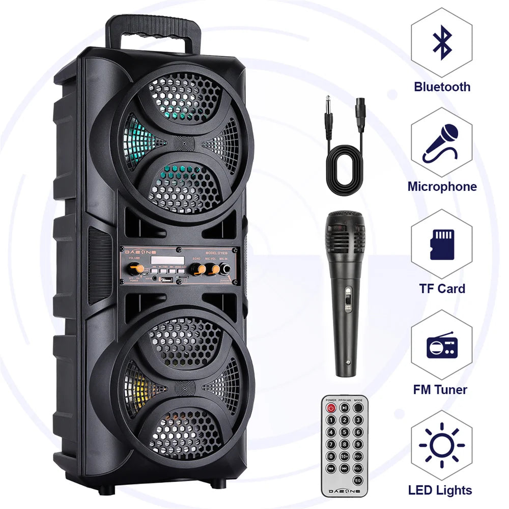 3000W Portable Bluetooth Speaker Sub woofer Heavy Bass Sound System Party Dj Karaoke Rechargeable Loud Speaker