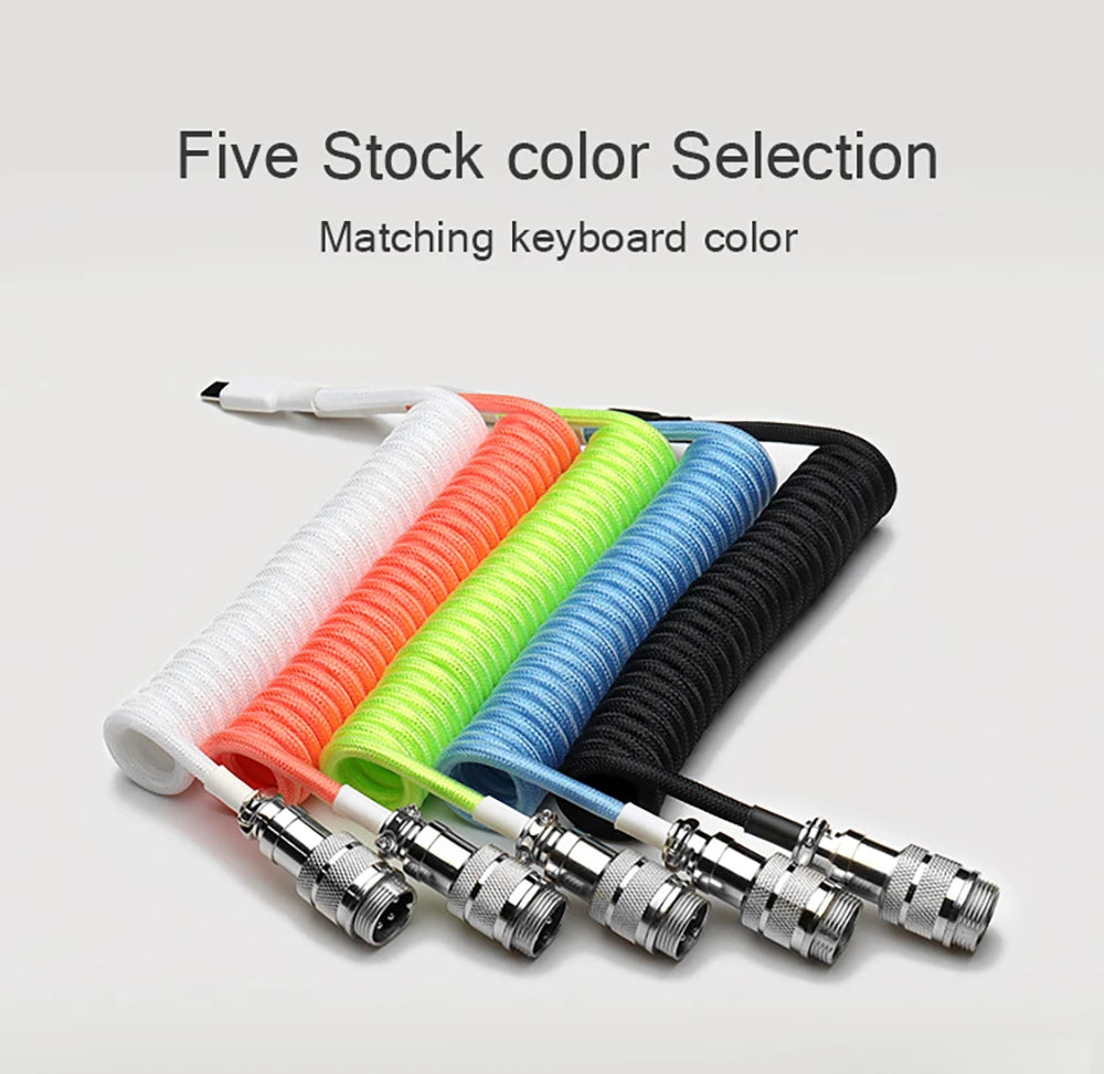 LANO Spiral Usb Keyboard Cable Black Coiled Keyboard Usb Type C Cable Metal Aviator Connector Gaming GX16 Usb Keyboard Cable