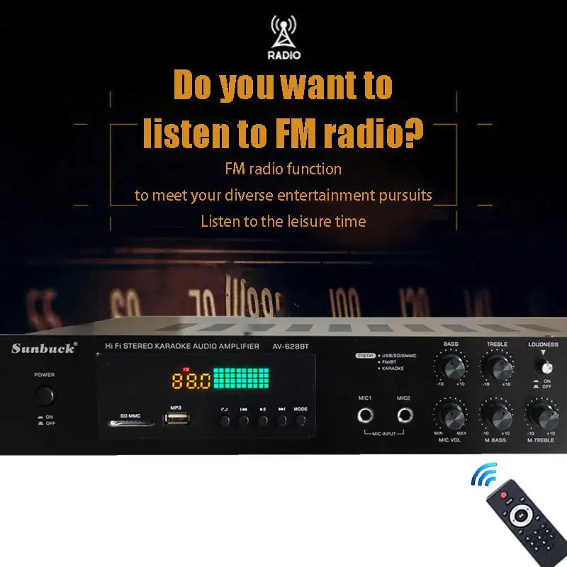 HiFi Digital Bluetooth Amplifiers Dynamic Screen Stereo Sound AMP For Home Car Meeting Karaoke Cinema 608 628 999 BT Max 4000W