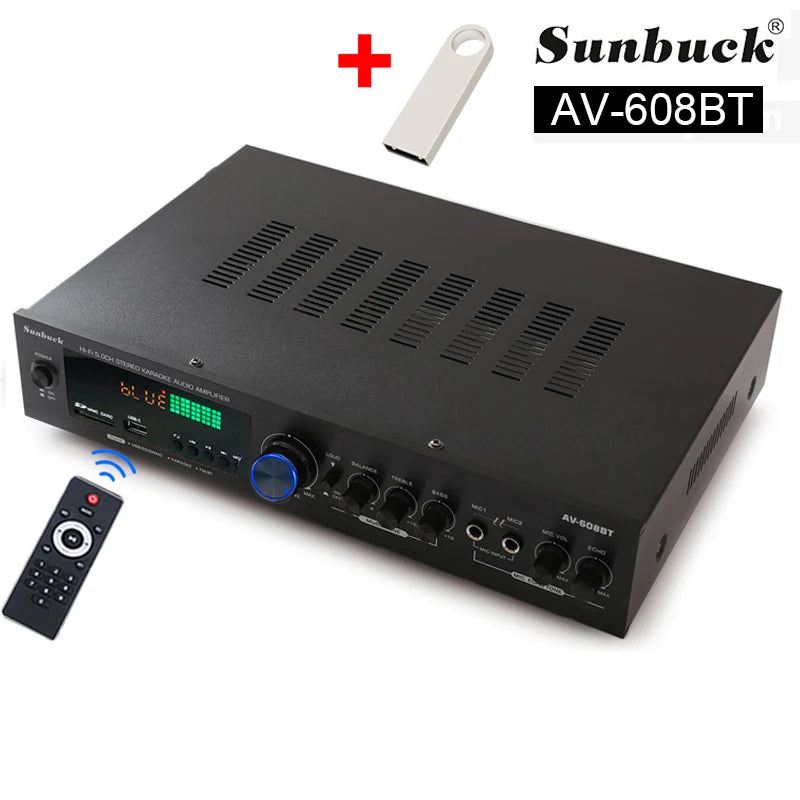 HiFi Digital Bluetooth Amplifiers Dynamic Screen Stereo Sound AMP For Home Car Meeting Karaoke Cinema 608 628 999 BT Max 4000W