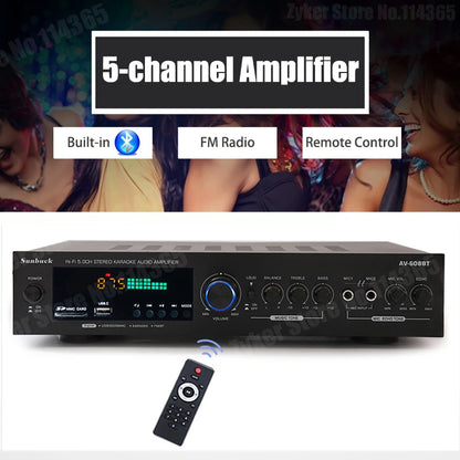 HiFi Digital Bluetooth Amplifiers Dynamic Screen Stereo Sound AMP For Home Car Meeting Karaoke Cinema 608 628 999 BT Max 4000W