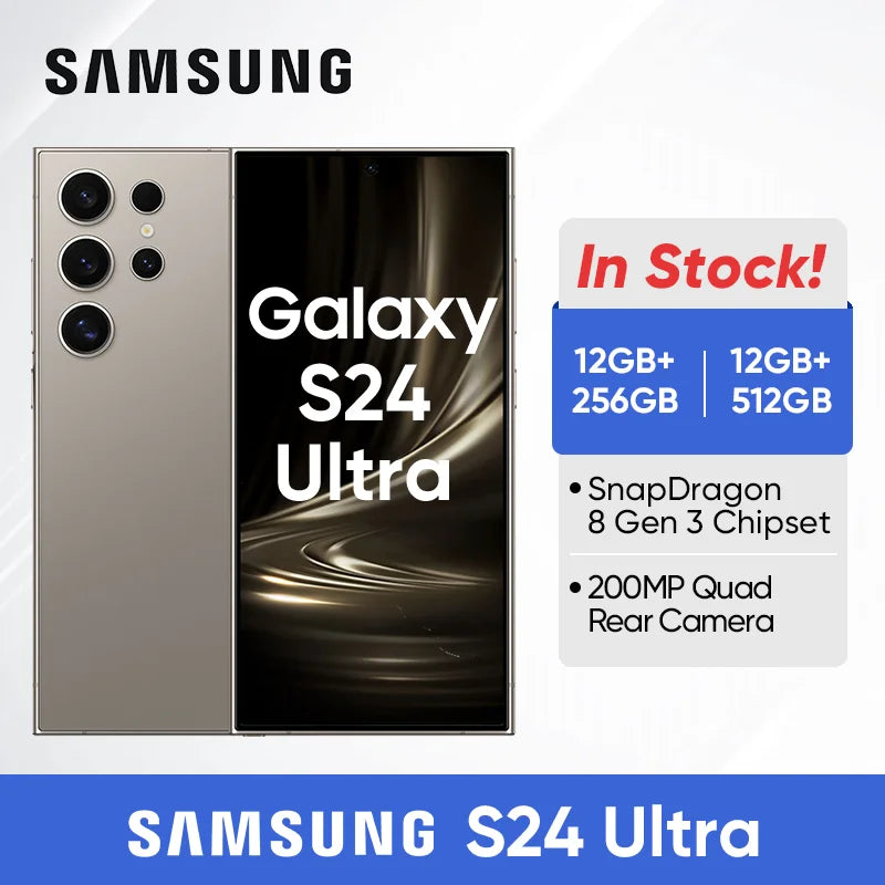 Original New Samsung Galaxy S24 Ultra 5G Smartphone Snapdragon 8 Gen 3 200MP Camera 6.8 inch, 120Hz, QHD+ Dynamic AMOLED 2X NFC