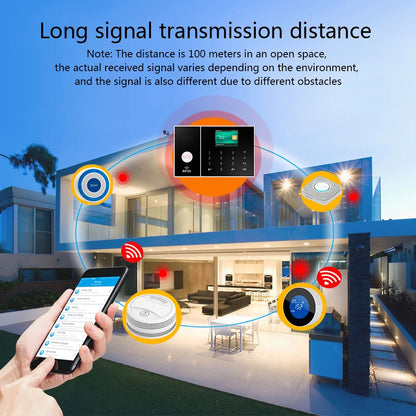 PGST Smart Life Alarm System for Home WIFI GSM Security Alarm Host with Door and Motion Sensor Tuya Smart App control work Alexa