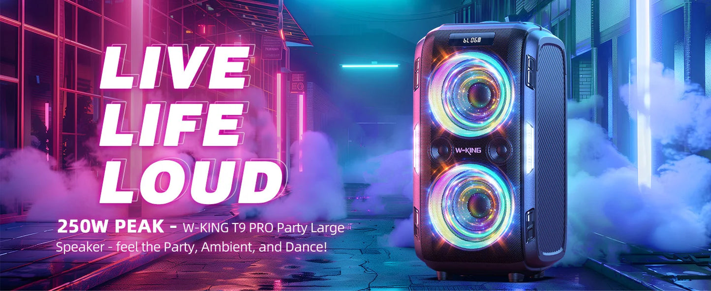 W-KING 250W PEAK Large Bluetooth Speaker Loudest/Massive 120dB/12 Custom Bass, V5.3 Big Party Boombox Portable Speaker Wireless