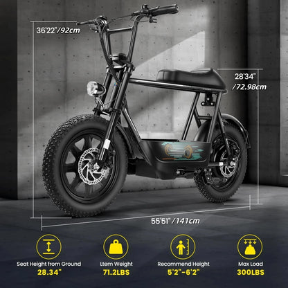 Peak 560W Electric Scooter with Seat, 16 Inch Fat Tire Electric Scooter for Adults&Teens, E Scooter for Basket Commuting