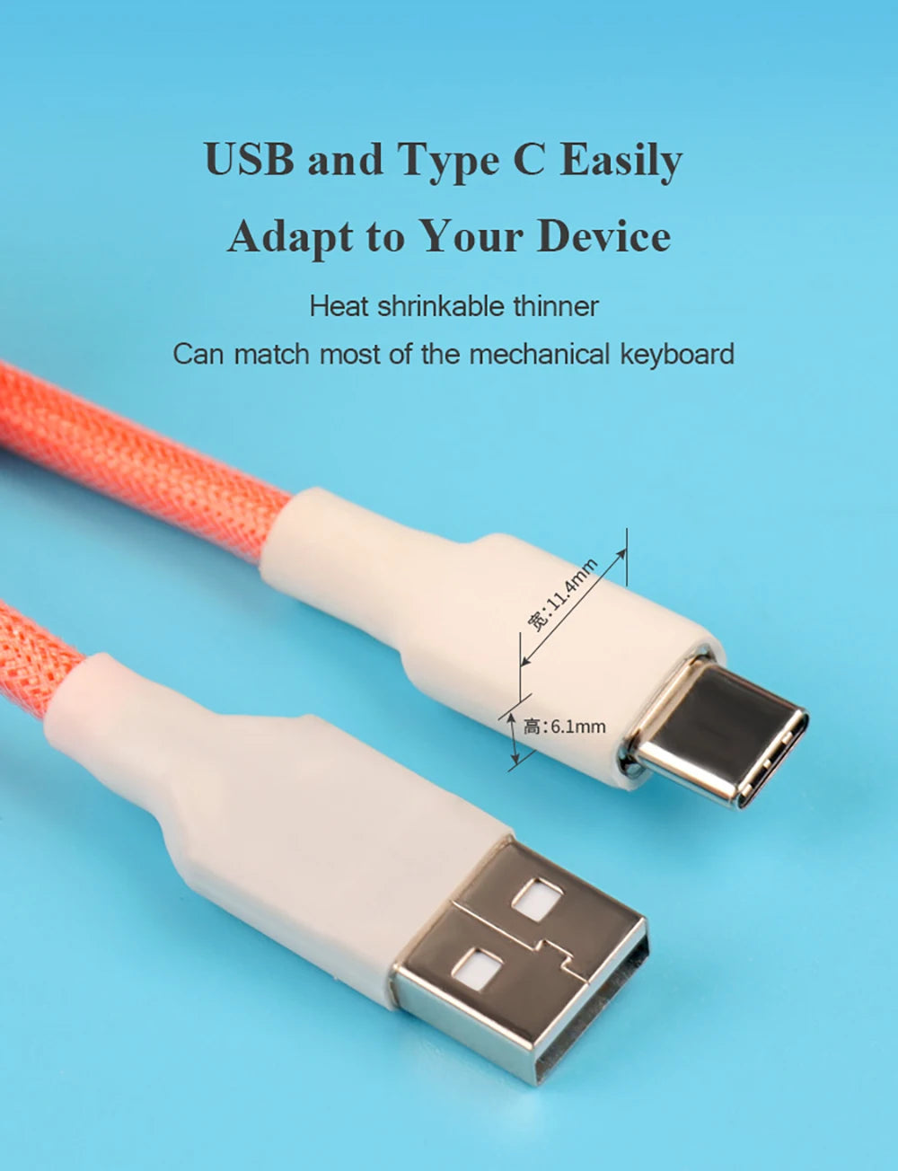 LANO Spiral Usb Keyboard Cable Black Coiled Keyboard Usb Type C Cable Metal Aviator Connector Gaming GX16 Usb Keyboard Cable