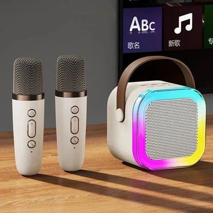 K12 Karaoke Machine Portable Bluetooth 5.3 PA Speaker System with 1-2 Wireless Microphones Home Family Singing Children's Gifts