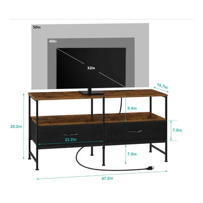 Entertainment Center with Storage Drawers,Rustic Brown TV Stand for 40 Inches TV, Farmhouse TV Stand Dresser with Outletsw