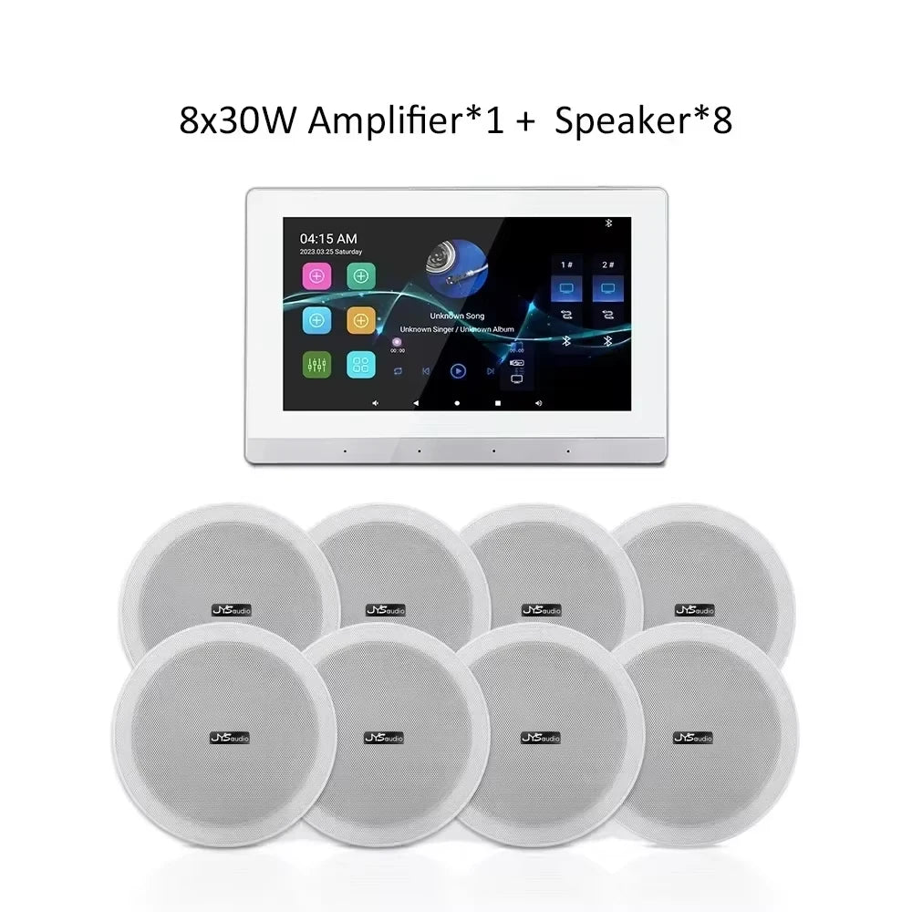 Smart Audio System Home Theater Sound Amplifier Wall Android WiFi Bluetooth Amp with 6 inch Stereo Ceiling Speaker Diy Kit Hotel