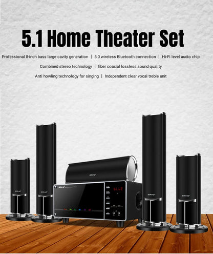 100W High-power Home Living Room TV KTV Bluetooth Speaker Surround Sound Subwoofer Speaker 5.1 Home Theater System Audio Set