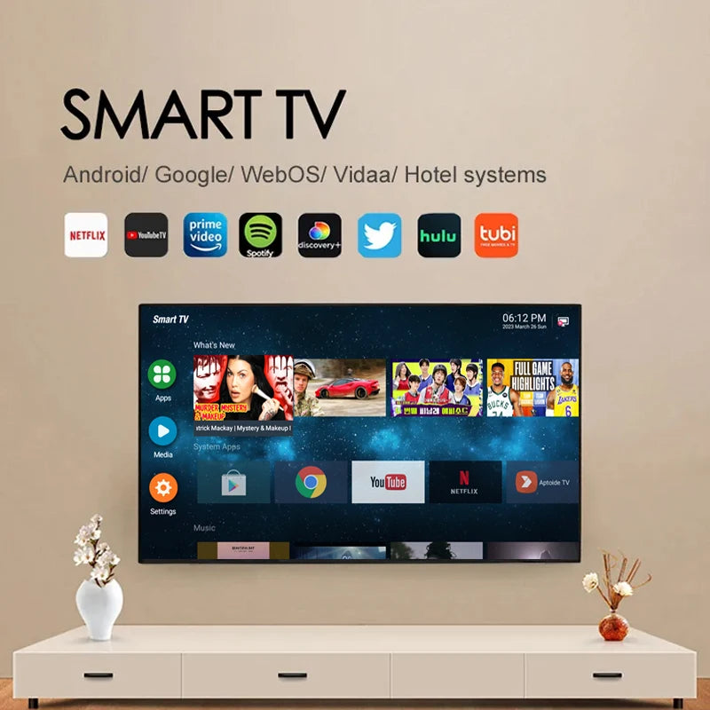 4K Android TV Flat Screen LED LCD OLED QLED 32 40 42 55 65 75 Inch Smart TV Television